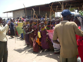 Turkana people protest against the construction of the Gibe III dam