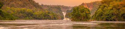 The Murchison waterfall on the Victoria Nile at sunset, Uganda.