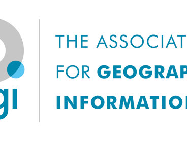 Blue and grey logo for the Association for Geographic Information
