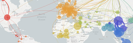 Map showing the spread of H5N1