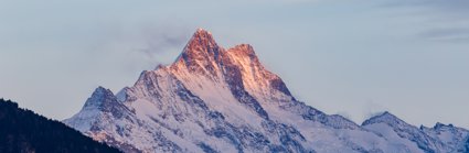 The swiss alps at sunset on a beautiful evening in winter.