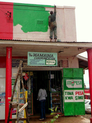M-Pesa Mobile Money Agent in Kenya.