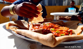 Pizza made from teff grains