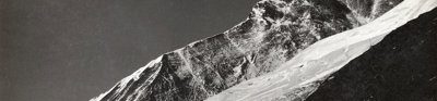 An old black and white photo of the north-east ridge of Mount Everest, taken by Bentley Beetham on the Mount Everest Expedition 1924.