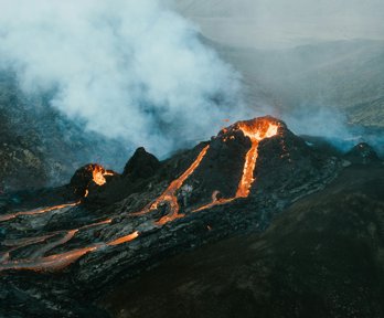 An erupting volcano in Iceland.