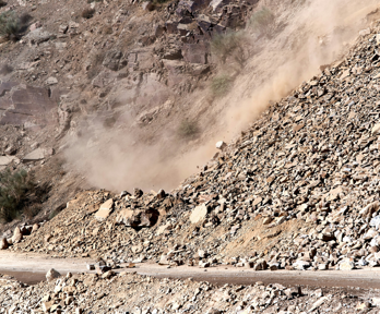 Landslide on rocky mountain side