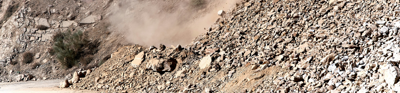 Landslide on rocky mountain side