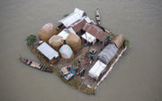 Flood affected area in a traditional fishing village.