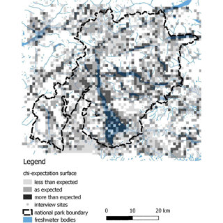 Map representing Tranquility in landscapes