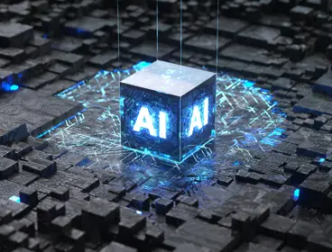 A cube with the letters AI written around it
