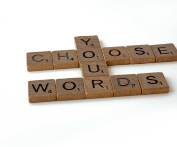 Choose your words written in scrabble pieces