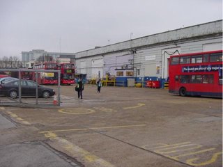 A bus garage in London