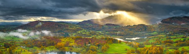 Golden colours of autumn near Ambleside in the English Lake District.