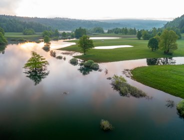 Flooded countryside after heavy rain