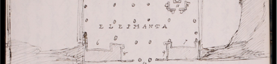 A sketch of the Caves of Elephanta in Clements Markham's Journal of India, 30 January to 12 March 1861. 