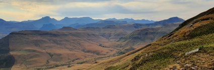 A valley with mountains