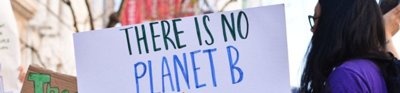 Crowd holding signs 'there is no planet b'