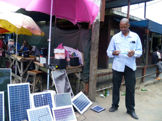 Some solar panels In Mozambique end up for sale in second markets such as in the Xipamanine market in the capital city Maputo