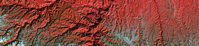 A digital heat map shows mountains, rivers and elevation