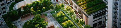 Built up apartments with urban green roofs