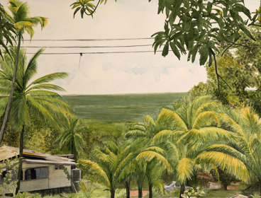 Watercolour art on paper of Hosororo Hill by Ann Gollifer.