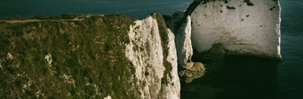 Old Harry Rocks viewed from above- a chalk stack formation in the sea