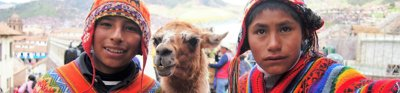 Peruvian people with alpaca