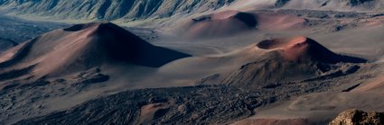 Brown and red sand at a volcanic crater